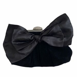 Vintage- Neiman Marcus Velvet evening Clutch with Swarovski crystal Satin Bow